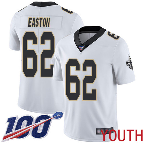 New Orleans Saints Limited White Youth Nick Easton Road Jersey NFL Football #62 100th Season Vapor Untouchable Jersey->youth nfl jersey->Youth Jersey